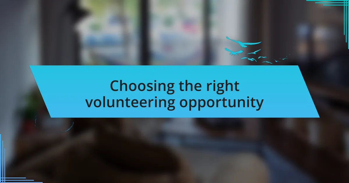 Choosing the right volunteering opportunity