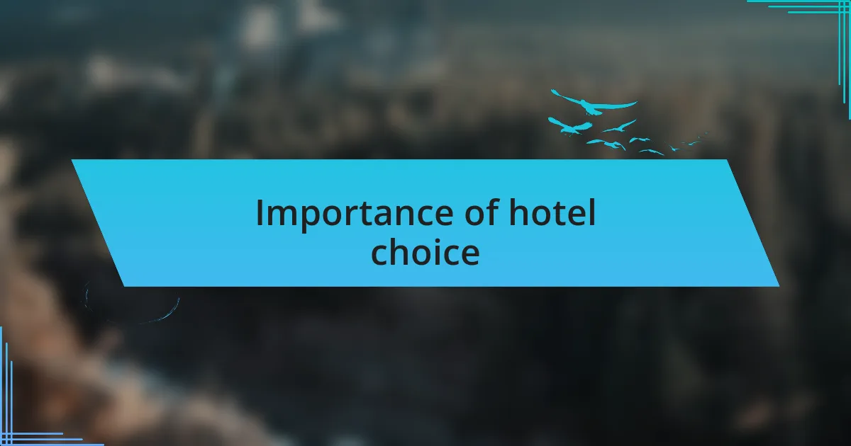 Importance of hotel choice