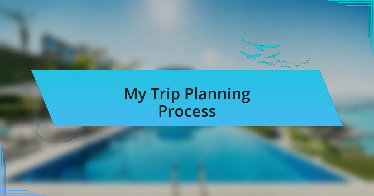 My Trip Planning Process
