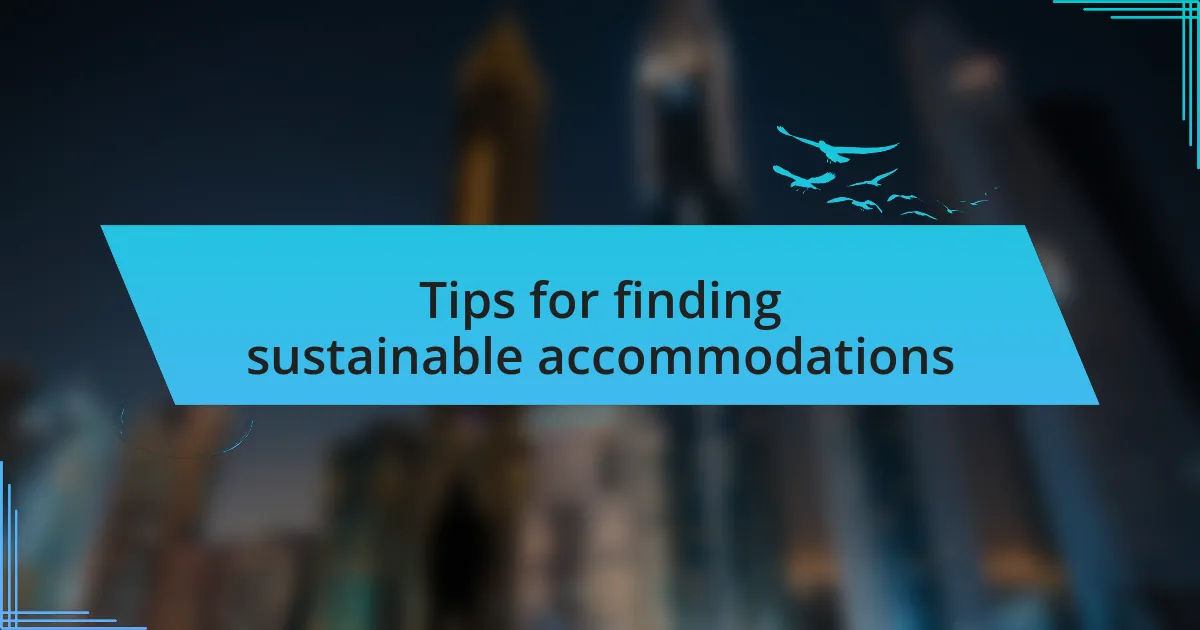 Tips for finding sustainable accommodations