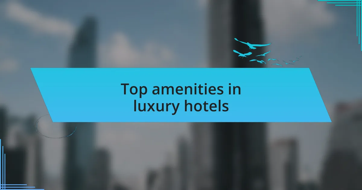 Top amenities in luxury hotels