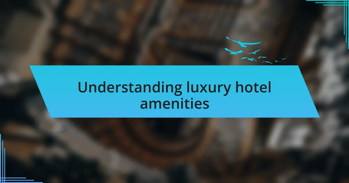 Understanding luxury hotel amenities