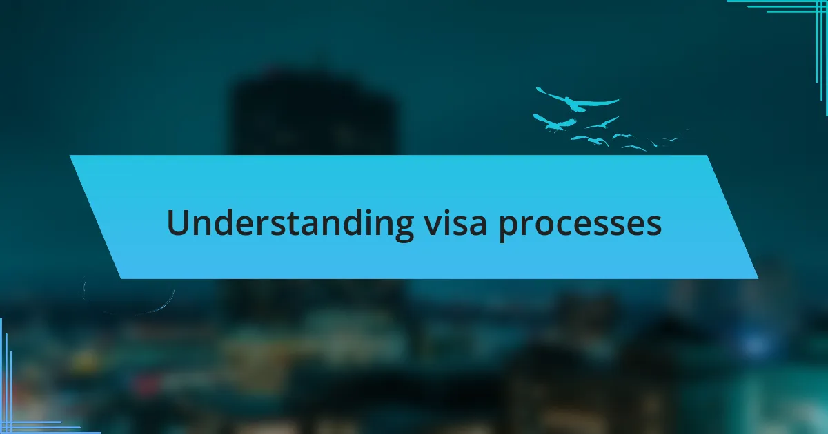 Understanding visa processes