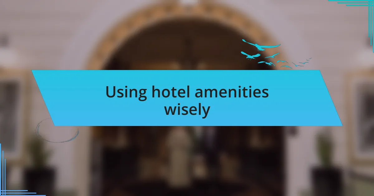 Using hotel amenities wisely